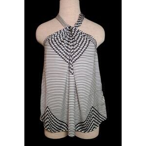 NWT Banana Republic Size Small Tie Halter Blouse Keyhole Black/White